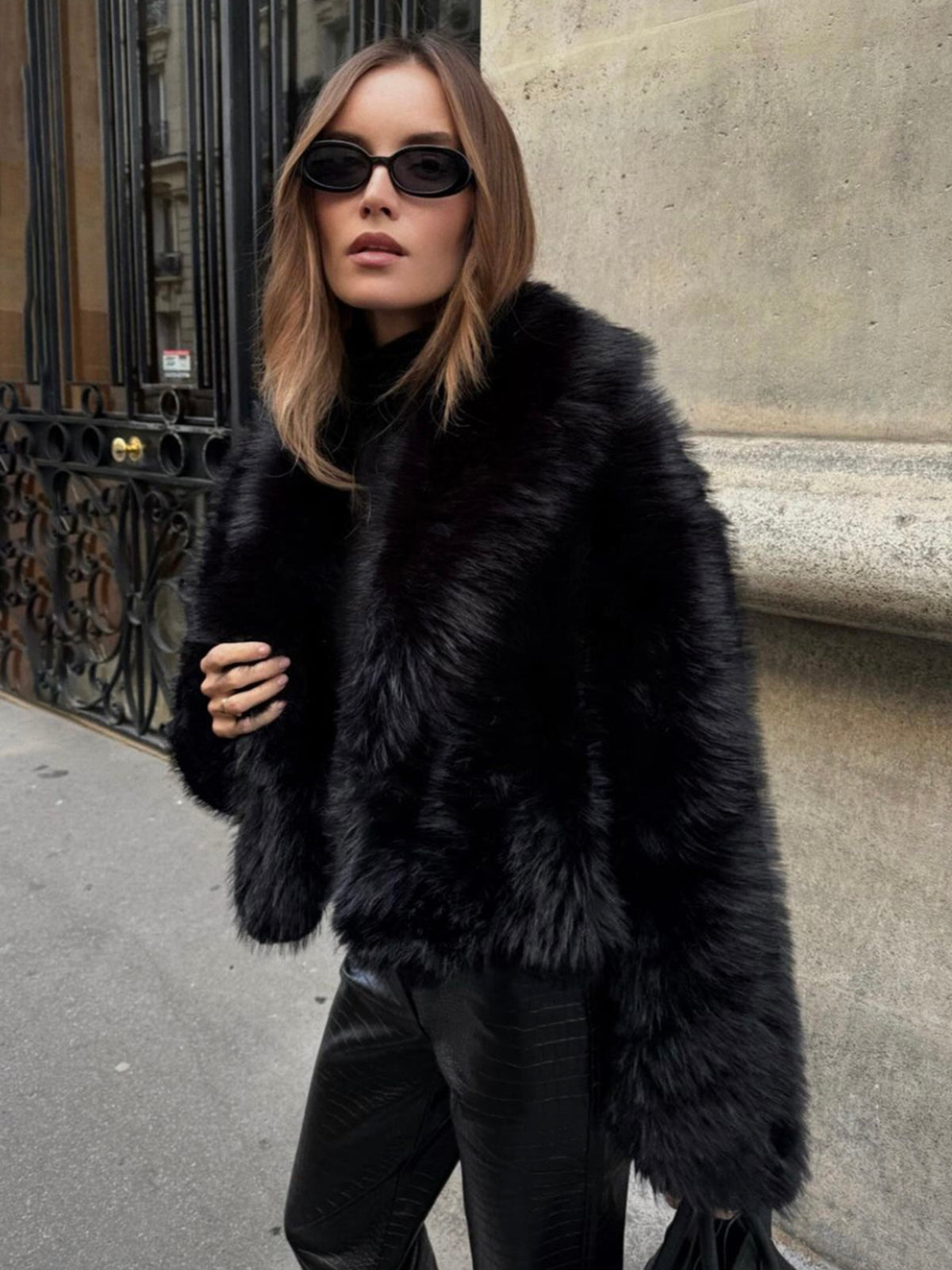 Women's Eco Fur Cropped Jacket | Casual Elegant Warm Coat