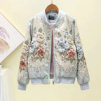 Women's Embroidered Floral Bomber Jacket | Satin Finish Coat