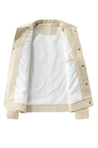 Beige jacket with white lining on a white background