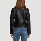 Women's Faux Leather Biker Jacket | Daniella Edgy Black Coat