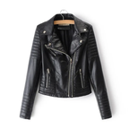 Women's Faux Leather Biker Jacket | Daniella Edgy Black Coat