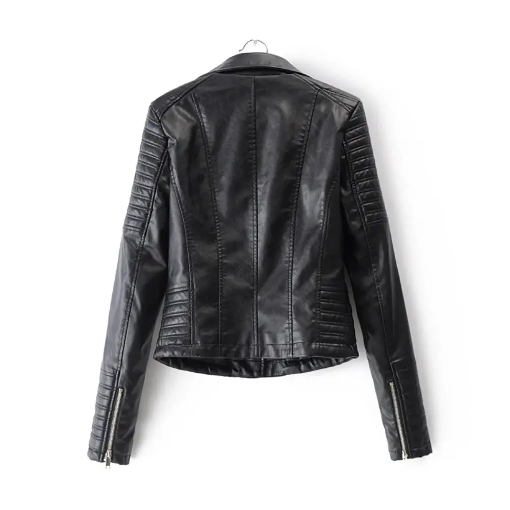 Women's Faux Leather Biker Jacket | Daniella Edgy Black Coat