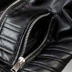 Women's Faux Leather Biker Jacket | Daniella Edgy Black Coat