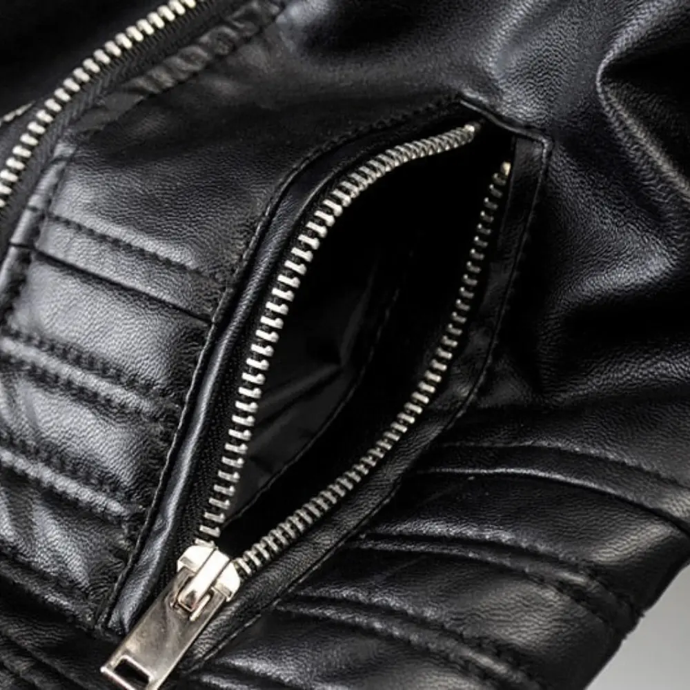 Women's Faux Leather Biker Jacket | Daniella Edgy Black Coat