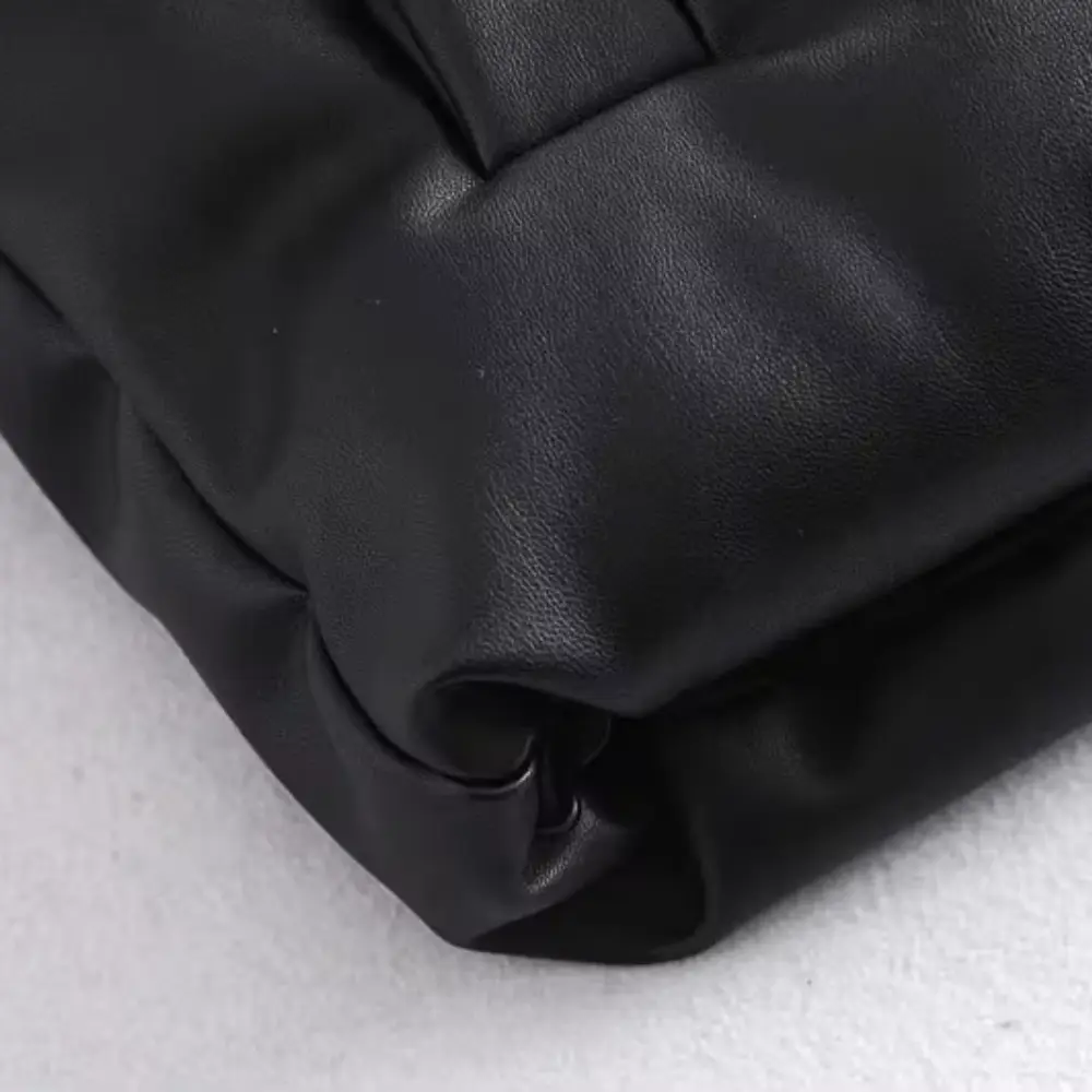 Women's Faux Leather Puffer Vest | Chic Warm Waistcoat