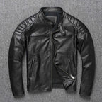 Black leather jacket on a gray textured background