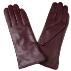 Pair of brown leather gloves on a white background