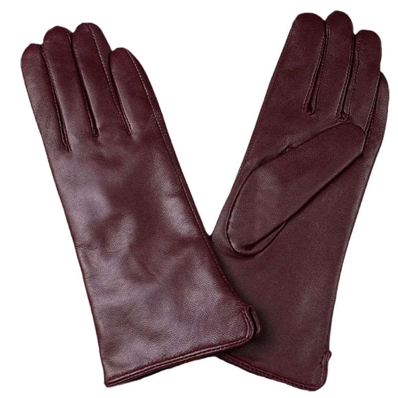 Pair of brown leather gloves on a white background