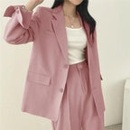 Women's Tailored Suit Set | Long Blazer & High-Waisted Trousers