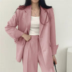 Women's Tailored Suit Set | Long Blazer & High-Waisted Trousers