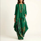 Women's Cotton-Silk Matching Outfit | Asymmetric Set