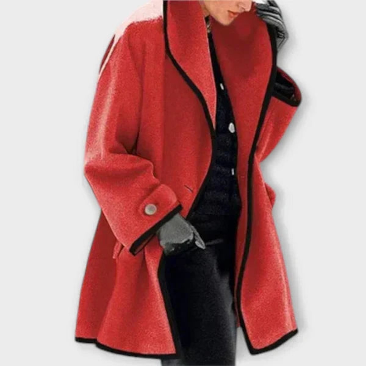 Women's Lily Oversized Wool-Blend Swing Coat | Contrast Trim Outerwear