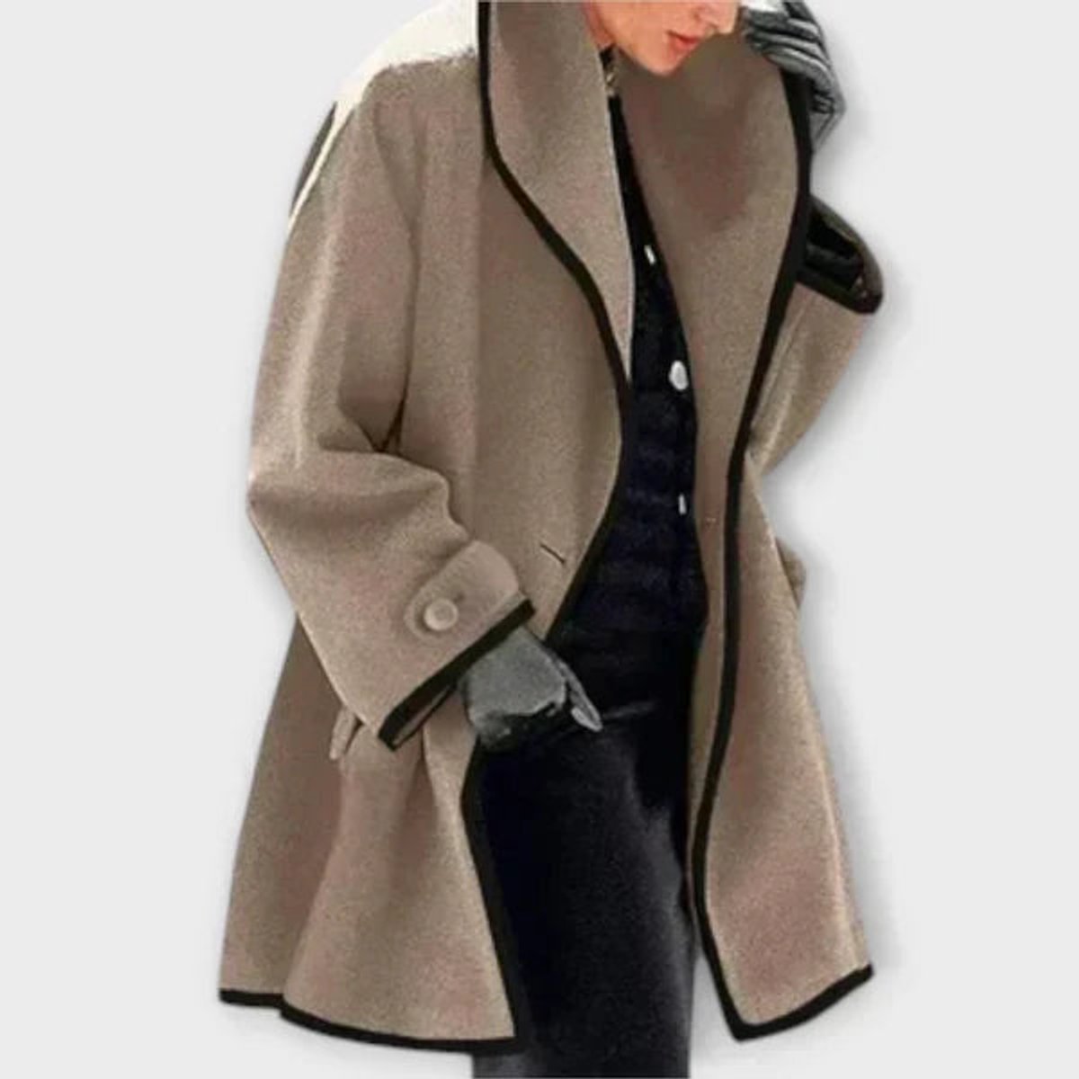 Women's Lily Oversized Wool-Blend Swing Coat | Contrast Trim Outerwear