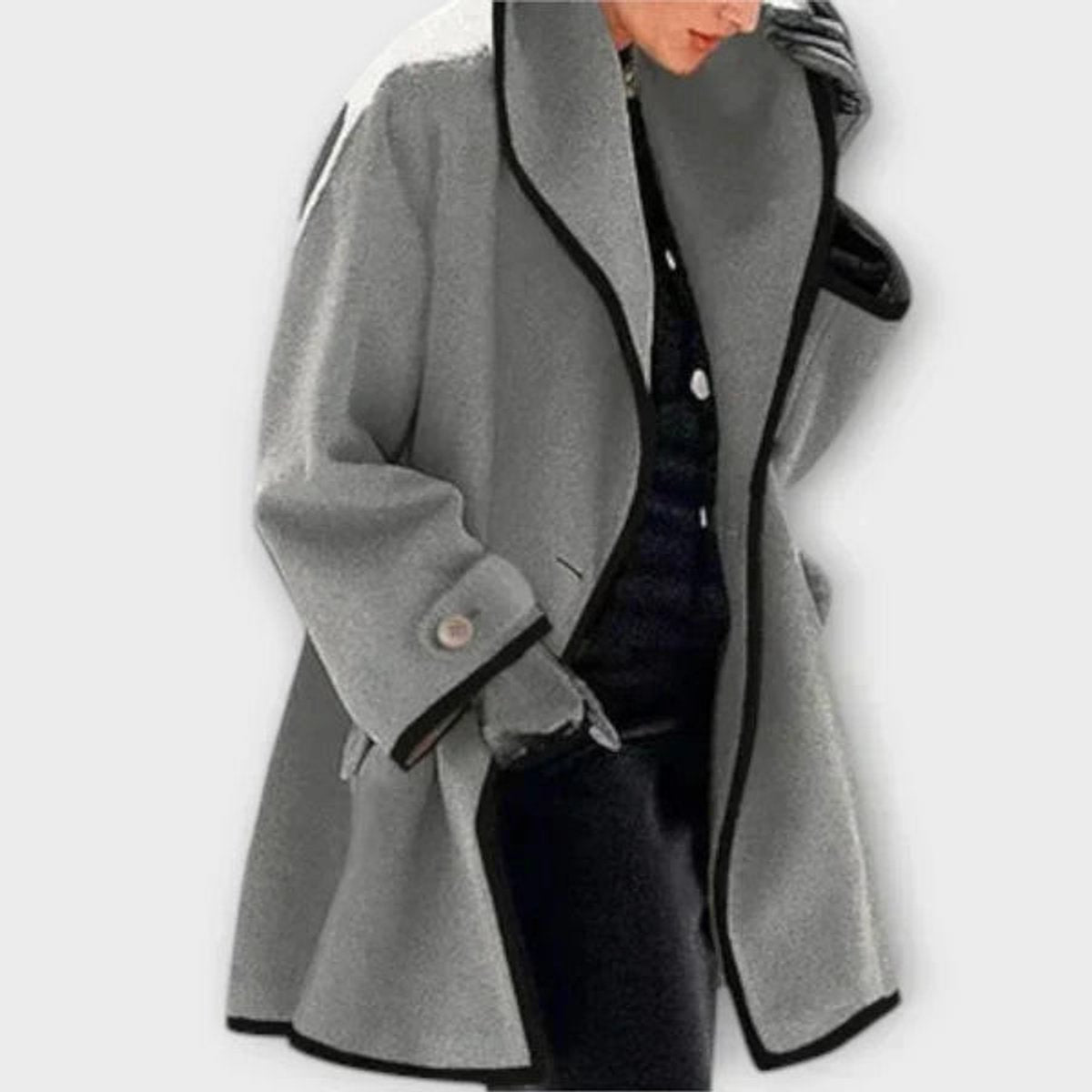 Women's Lily Oversized Wool-Blend Swing Coat | Contrast Trim Outerwear