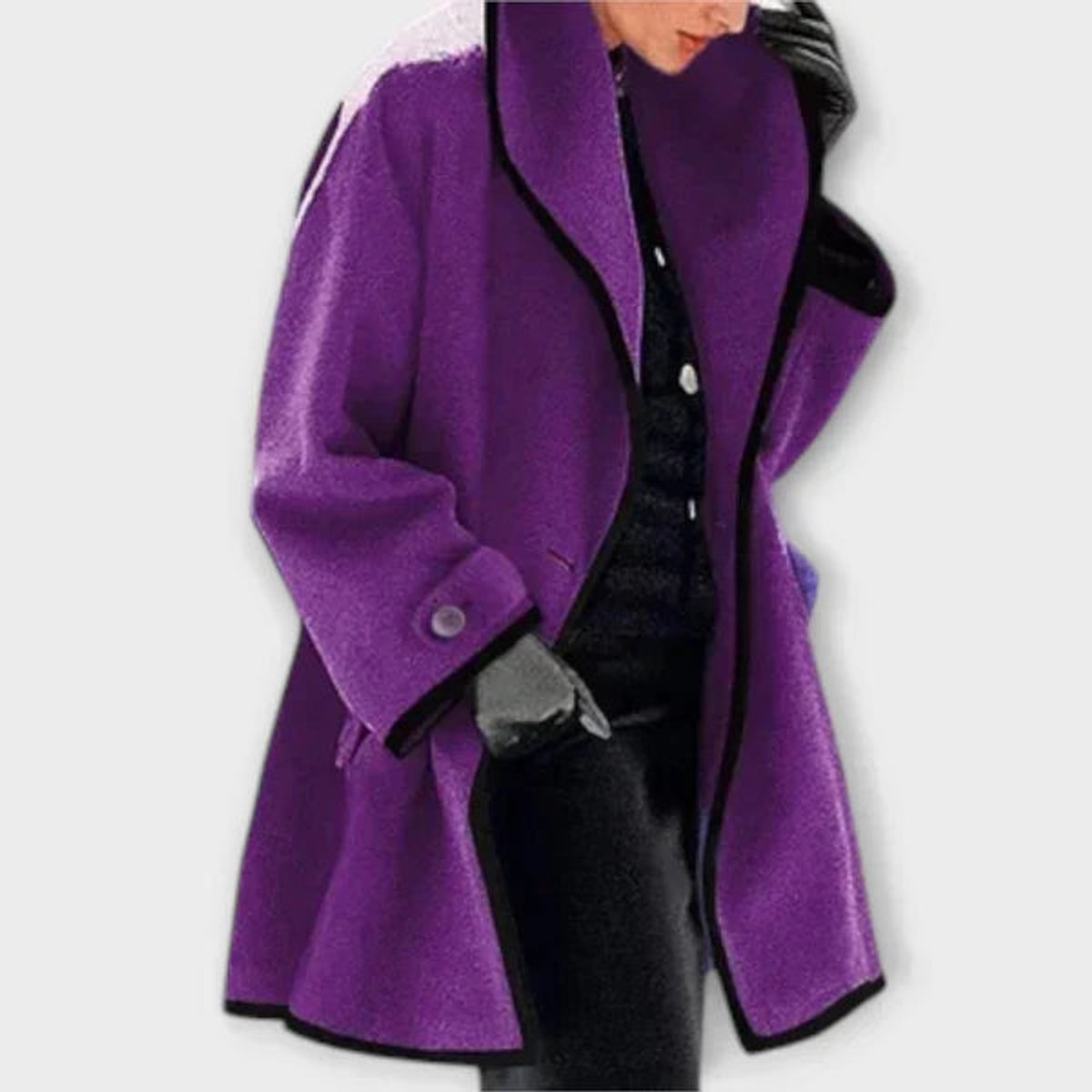 Women's Lily Oversized Wool-Blend Swing Coat | Contrast Trim Outerwear