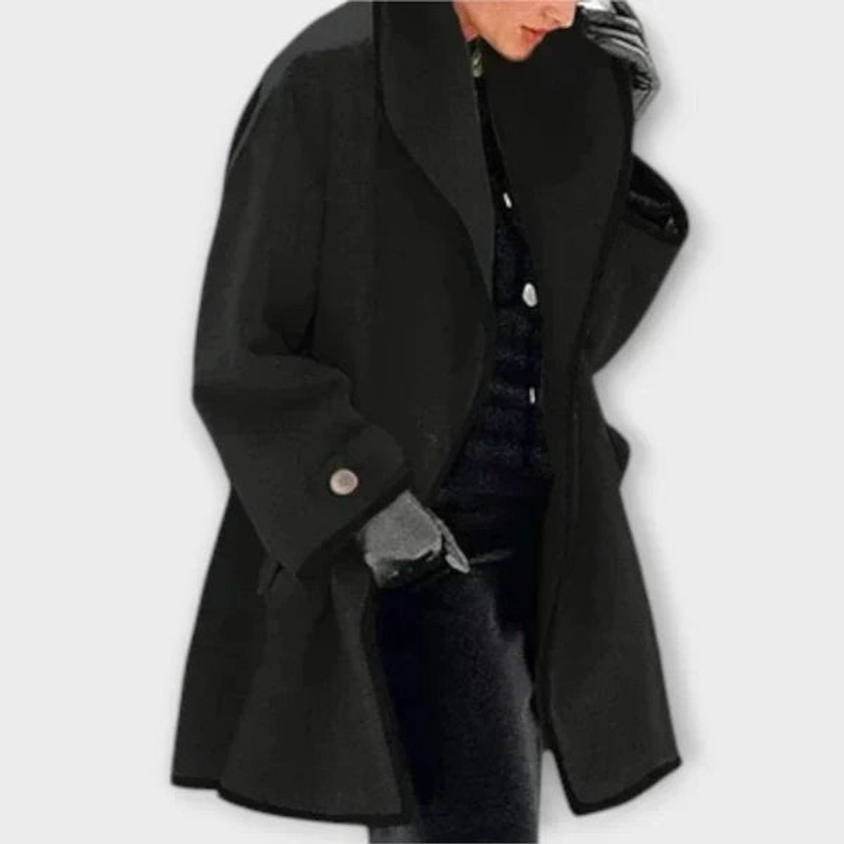 Women's Lily Oversized Wool-Blend Swing Coat | Contrast Trim Outerwear