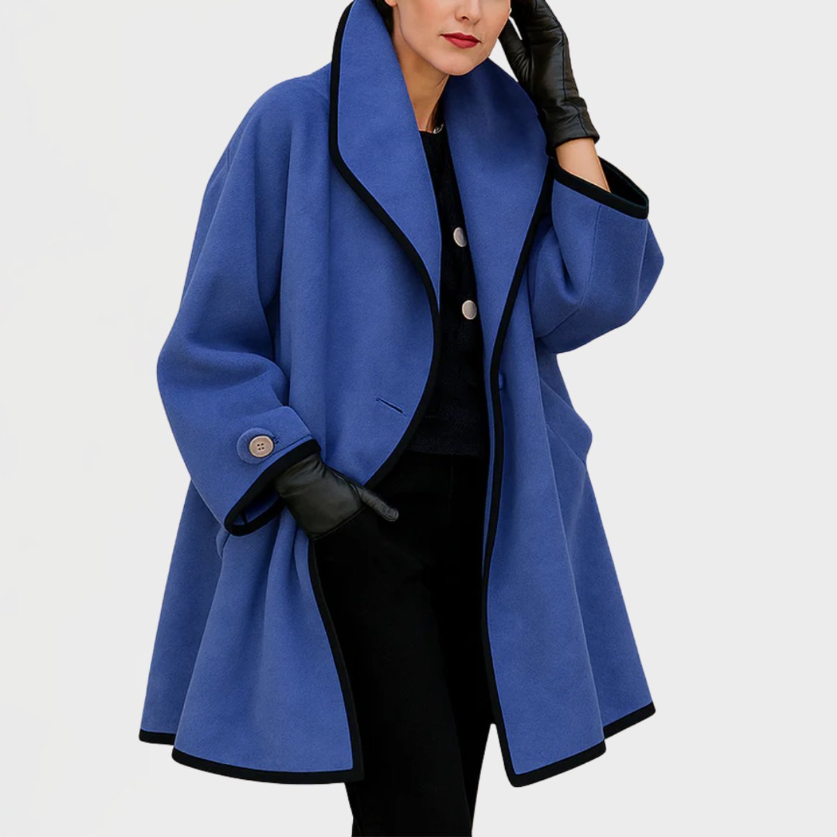 Women's Lily Oversized Wool-Blend Swing Coat | Contrast Trim Outerwear