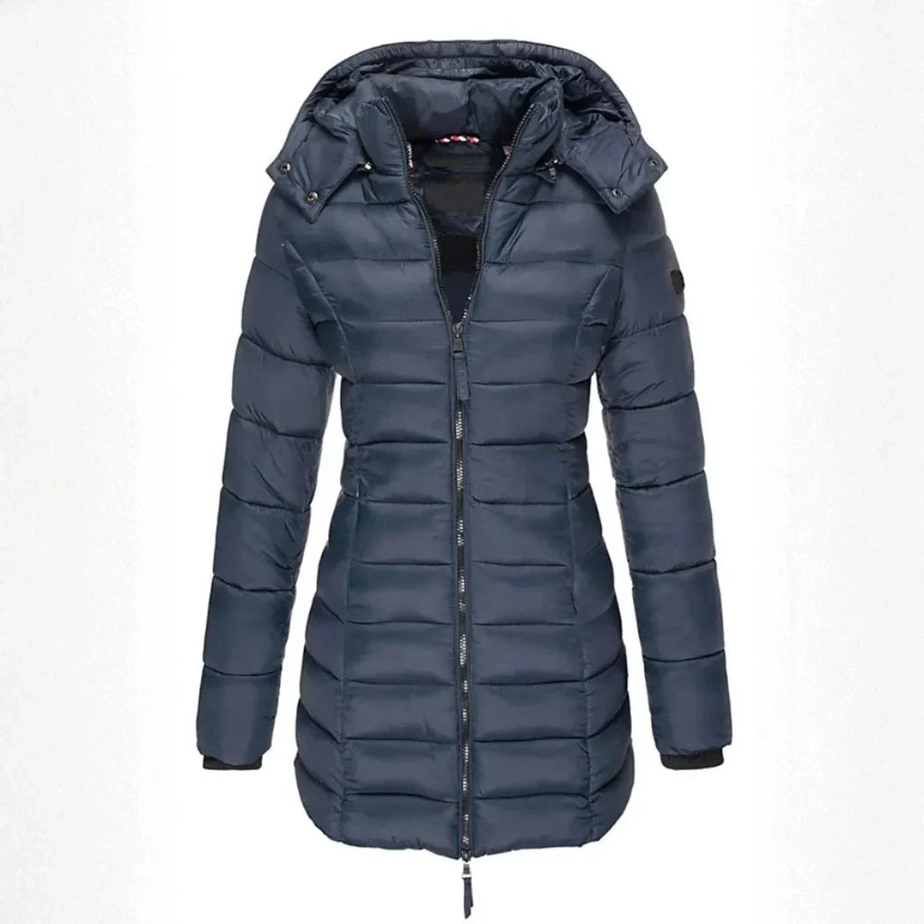 Women's Longline Puffer Coat | Hooded Warm Outerwear