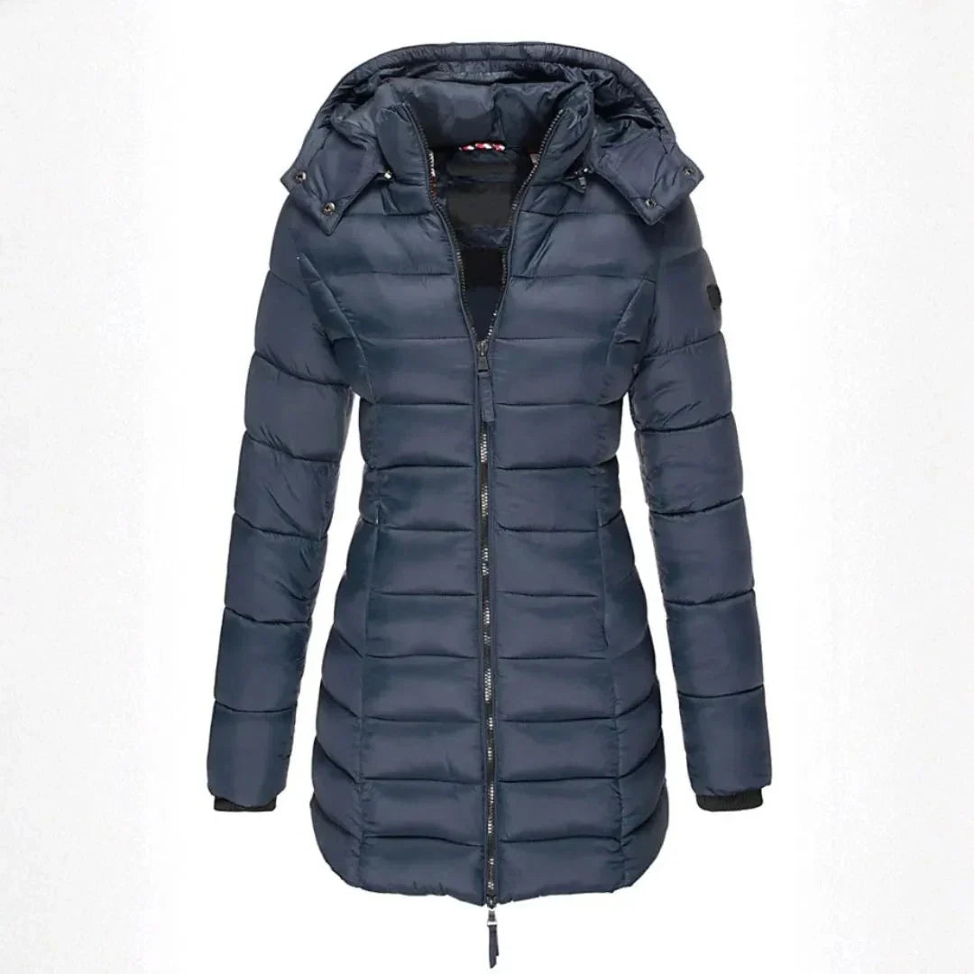 Women's Longline Puffer Coat | Hooded Warm Outerwear