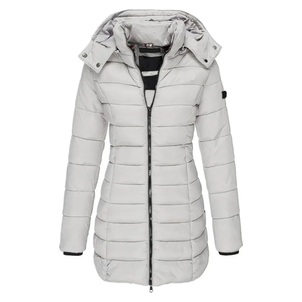 Women's Longline Puffer Coat | Hooded Warm Outerwear