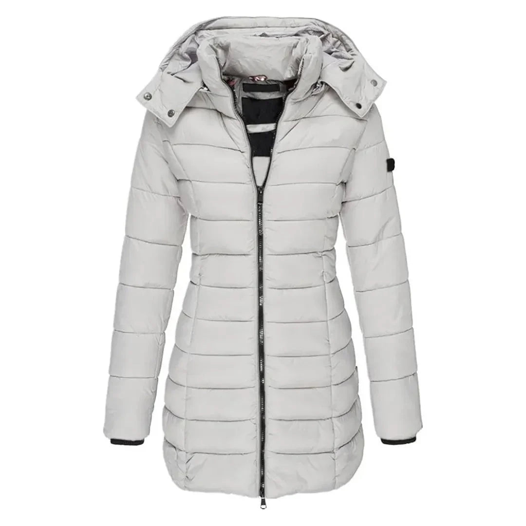 Women's Longline Puffer Coat | Hooded Warm Outerwear
