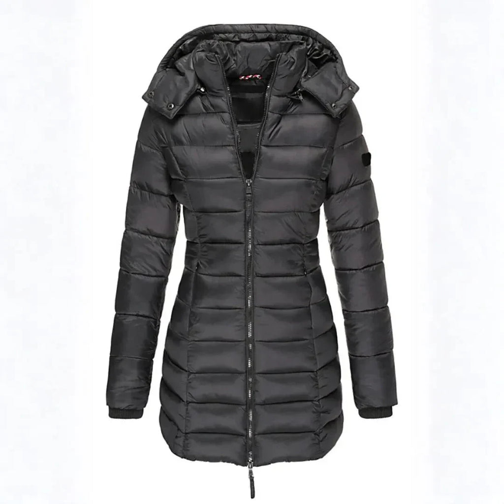 Women's Longline Puffer Coat | Hooded Warm Outerwear