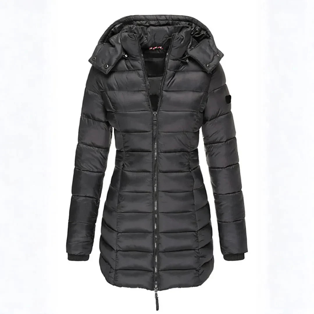 Women's Longline Puffer Coat | Hooded Warm Outerwear