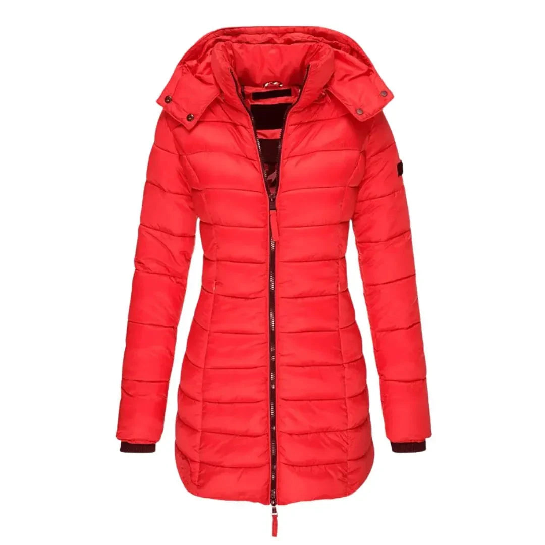 Women's Longline Puffer Coat | Hooded Warm Outerwear