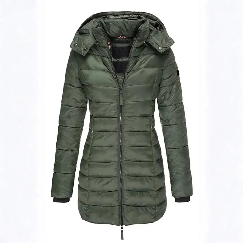Women's Longline Puffer Coat | Hooded Warm Outerwear