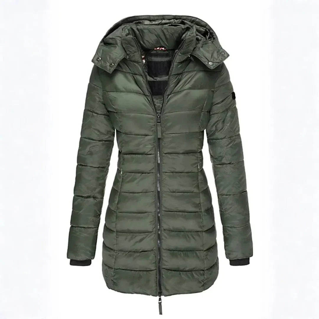 Women's Longline Puffer Coat | Hooded Warm Outerwear