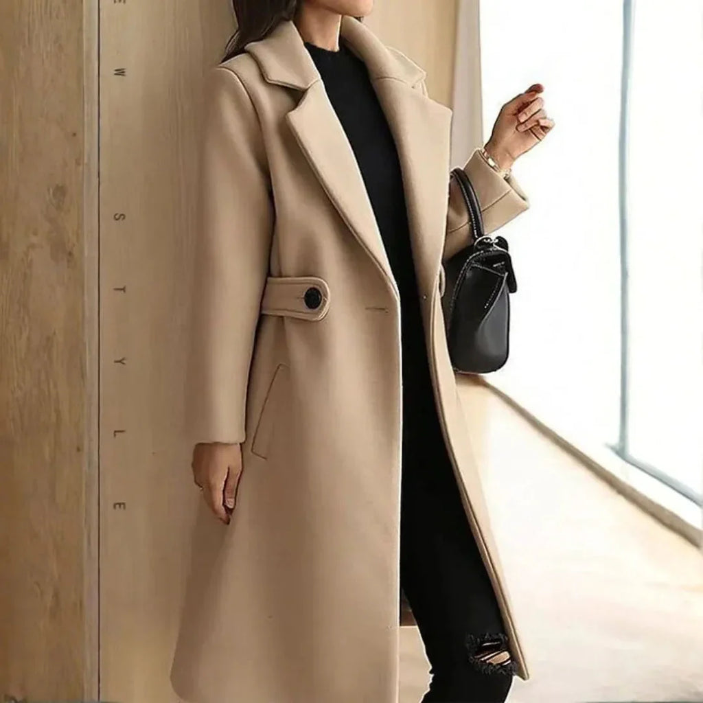 Women's Longline Wool Coat | Belted Warm Elegant Trench