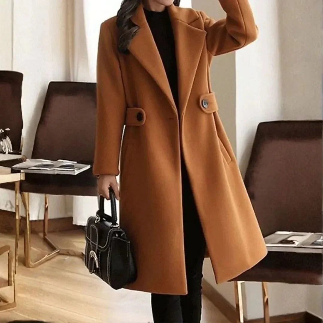 Women's Longline Wool Coat | Belted Warm Elegant Trench