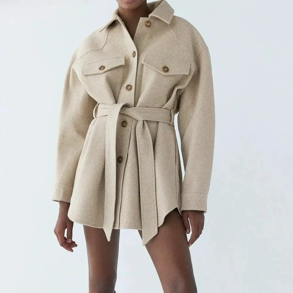 Women's Loose Wool Belted Coat | Elegant Warm Outerwear