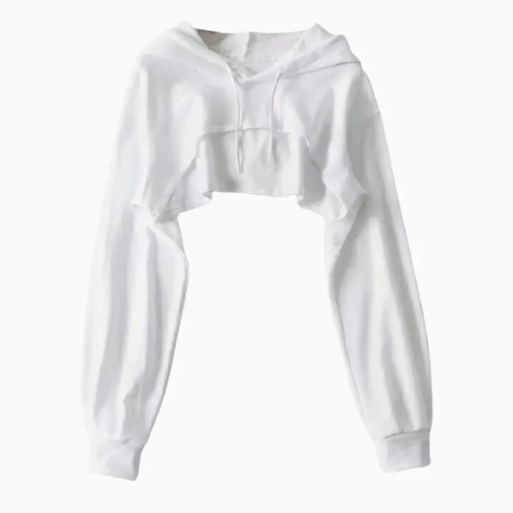 Women's Cropped Low Hem Hoodie | Y2K Drawstring Sweatshirt