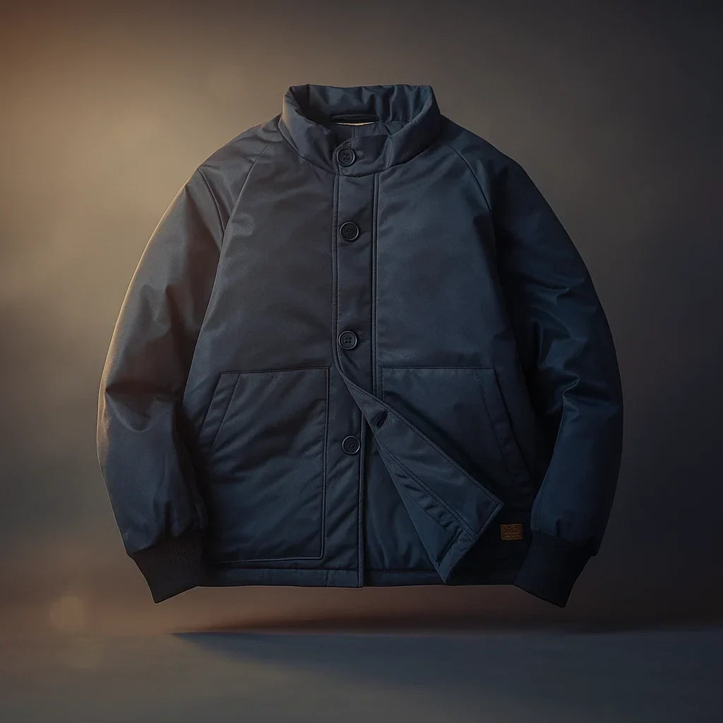 Dark blue jacket on a gradient background