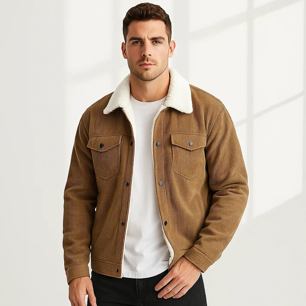 Men's Corduroy Henley Jacket | Warm Casual Coat