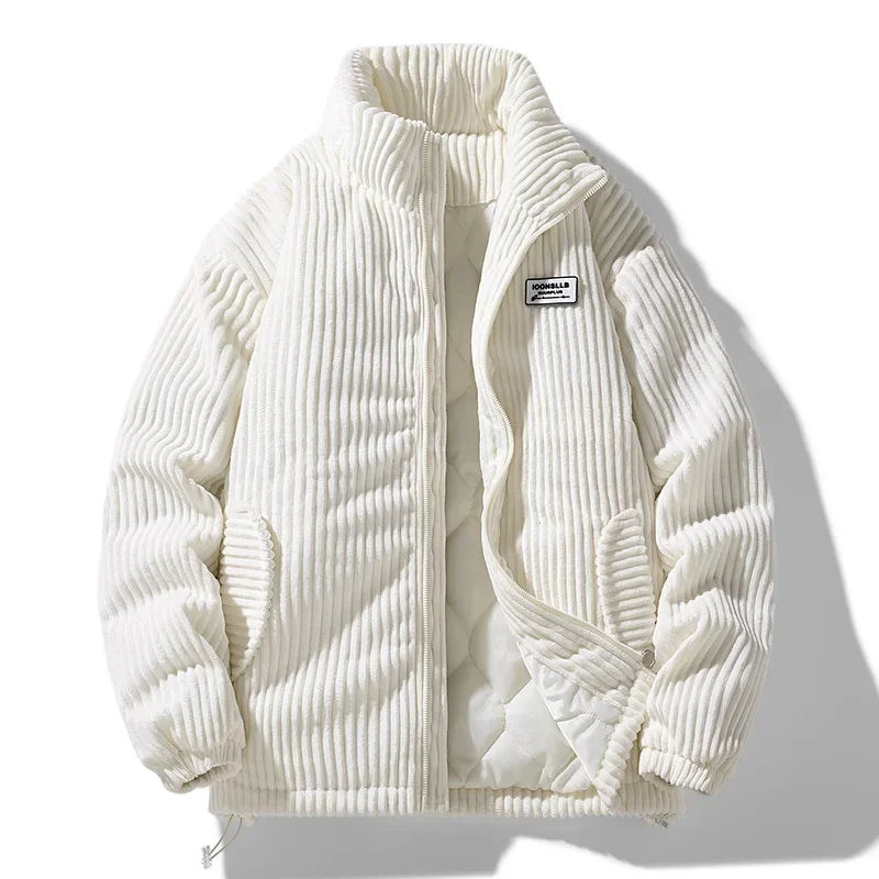 White corduroy jacket on a white background