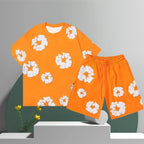 Men’s 3D Flower Print Denim Shorts Set