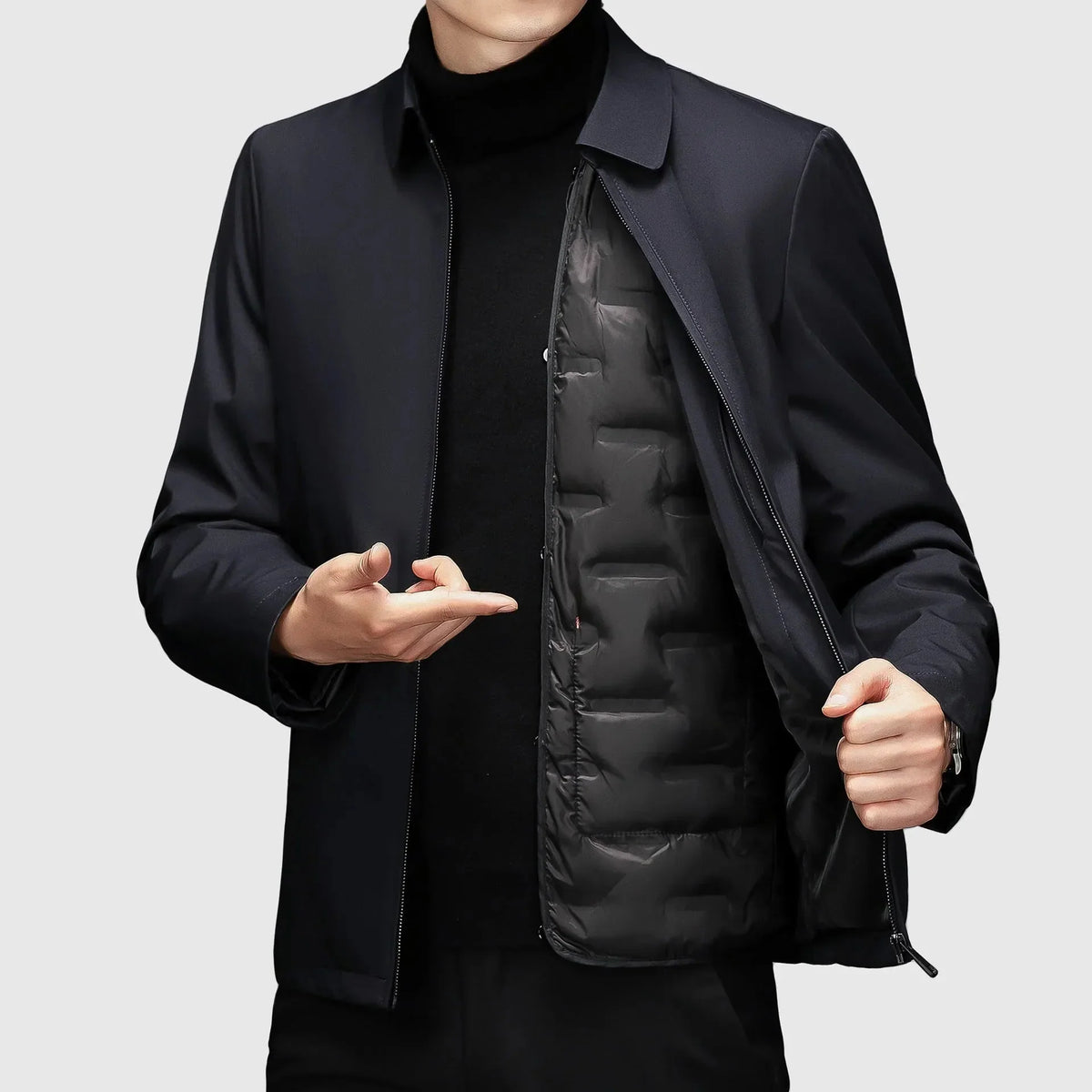 Men's Down Jacket with Turn-Down Collar | Warm Coat