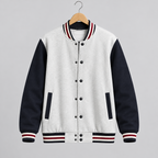 Men's Fleece Baseball Bomber Jacket – Spliced Rib Sleeve Coat
