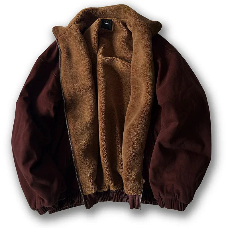 Brown fleece jacket on a white background