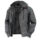 Gray jacket with a hood on a white background