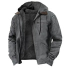 Gray jacket with a hood on a white background