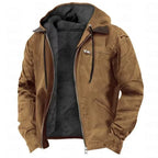 Brown jacket with a hood on a white background