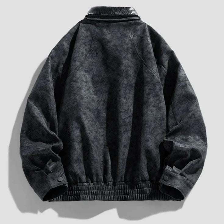 Dark gray jacket on a light gray background
