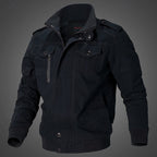 Men's Cotton Field Jacket – Stand Collar Zip-Up Casual Coat