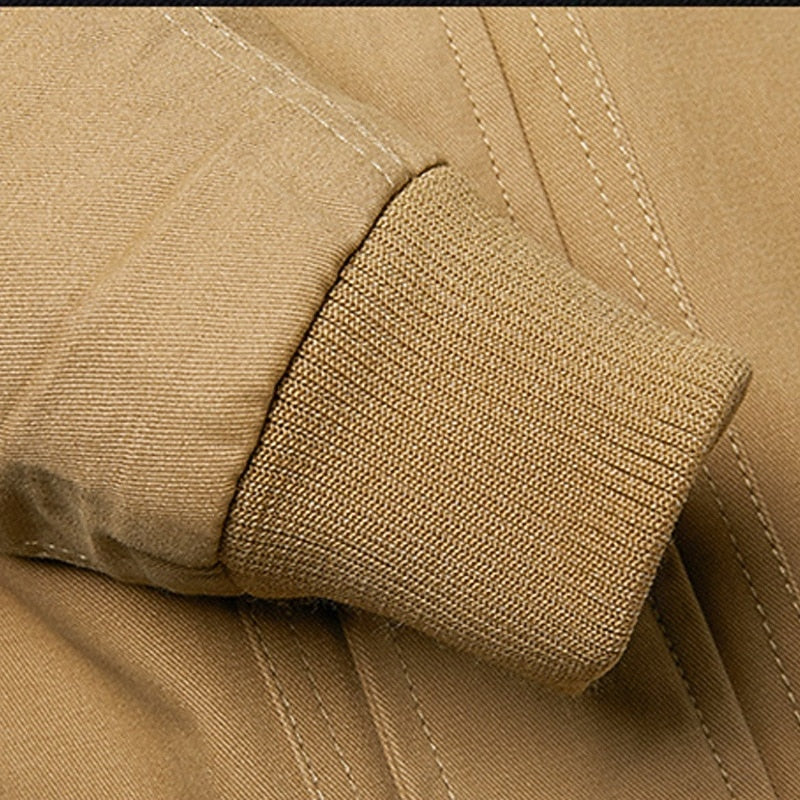Men's Cotton Field Jacket – Stand Collar Zip-Up Casual Coat