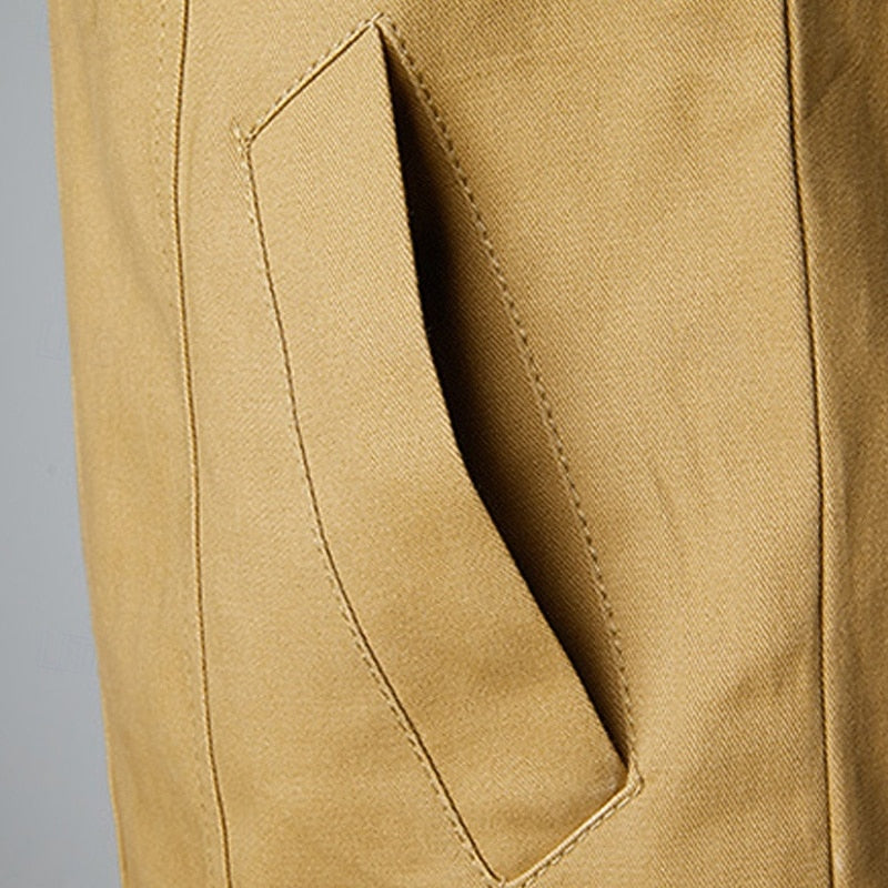 Men's Cotton Field Jacket – Stand Collar Zip-Up Casual Coat