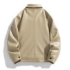 Beige leather jacket on a white background