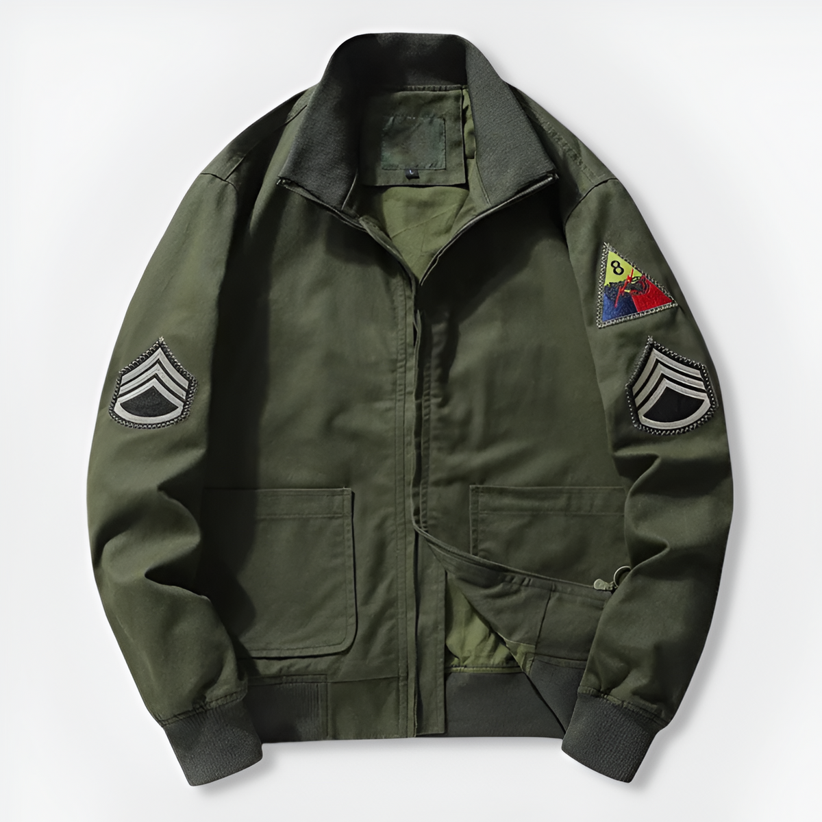 Men's Fleece Longline Draped Bomber Jacket – Stand Collar Safari Coat
